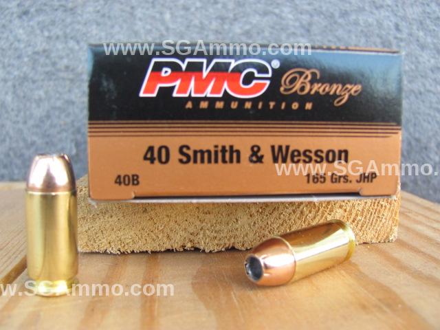 50 Round Box - 40 Cal 165 Grain Jacketed Hollow Point Ammo by PMC - 40B